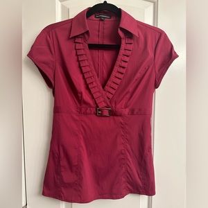 Express Design Studio Short-Sleeve Blouse Size XS in Raspberry Color